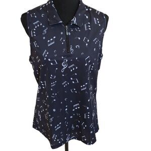 Womens Golf Polo Shirt With Musical Note Print Size XL